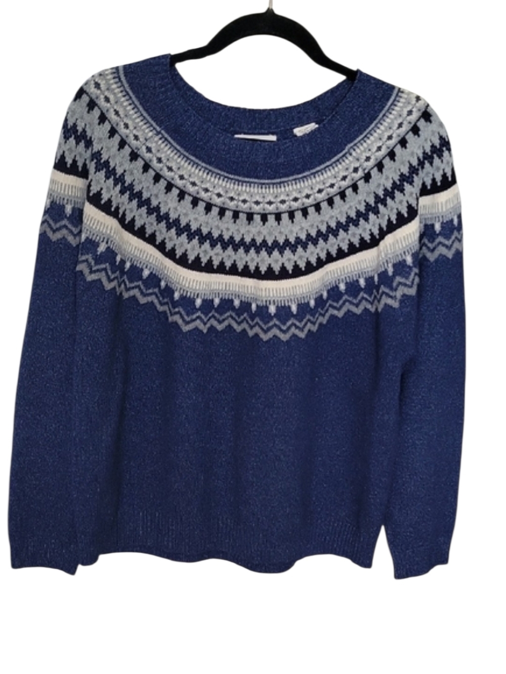 Weatherproof Blue Fair Isle Scoop Neck Sweater XL